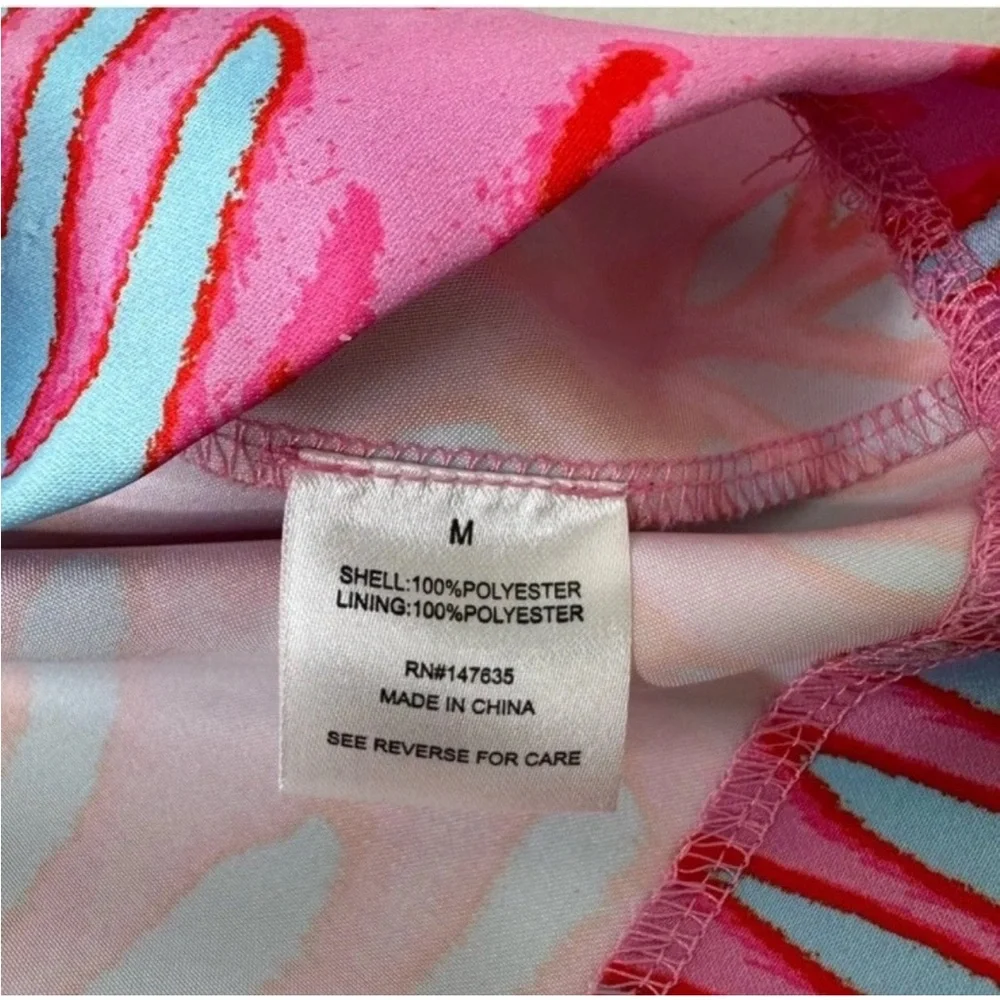 ROMEO + JULIET COUTURE PINK TURQUOISE CRISS CROSS BACK SLEEVELESS MINI DRESS M - Picture 6 of 9